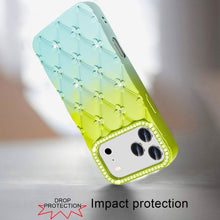 For iPhone 17 PRO Case Bling Diamond Pattern Rubber Phone Cover + Tempered Glass