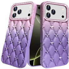 For iPhone 17 PRO Case Bling Diamond Pattern Rubber Phone Cover + Tempered Glass