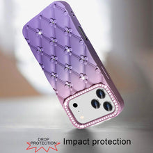 For iPhone 17 PRO Case Bling Diamond Pattern Rubber Phone Cover + Tempered Glass