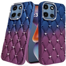 For Moto G 2025 Case Bling Diamond Pattern Padded Phone Cover + Tempered Glass