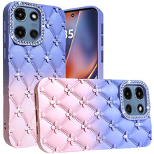 For Moto G 2025 Case Bling Diamond Pattern Padded Phone Cover + Tempered Glass