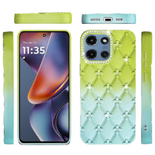 For Moto G 2025 Case Bling Diamond Pattern Padded Phone Cover + Tempered Glass