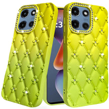 For Moto G 2025 Case Bling Diamond Pattern Padded Phone Cover + Tempered Glass