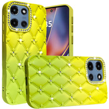 For Moto G 2025 Case Bling Diamond Pattern Padded Phone Cover + Tempered Glass