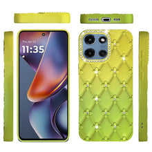 For Moto G 2025 Case Bling Diamond Pattern Padded Phone Cover + Tempered Glass