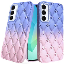 For Samsung A16 5G Case Bling Diamond Pattern Padded Cover + Tempered Glass