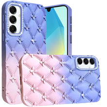 For Samsung A16 5G Case Bling Diamond Pattern Padded Cover + Tempered Glass