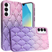 For Samsung A16 5G Case Bling Diamond Pattern Padded Cover + Tempered Glass