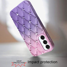 For Samsung A16 5G Case Bling Diamond Pattern Padded Cover + Tempered Glass