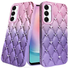 For Samsung A26 5G Case Bling Diamond Pattern Padded Cover + Tempered Glass