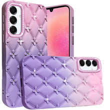 For Samsung A26 5G Case Bling Diamond Pattern Padded Cover + Tempered Glass
