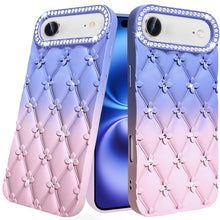 For iPhone Air Case Bling Diamond Pattern Rubber Phone Cover + Tempered Glass