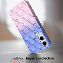 For Samsung S25 Edge Case Bling Diamond Pattern Padded Cover + Tempered Glass