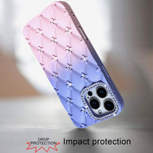For iPhone 16 PRO MAX Case Bling Diamond Pattern Padded Cover + Tempered Glass
