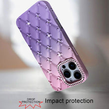 For iPhone 16 PRO MAX Case Bling Diamond Pattern Padded Cover + Tempered Glass