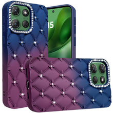 For Moto G Power 2025 Case Bling Diamond Pattern Padded Cover + Tempered Glass