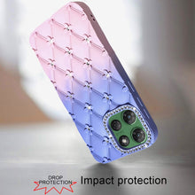 For Moto G Power 2025/26 Case Bling Diamond Pattern Padded Cover +Tempered Glass