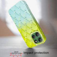 For Moto G Power 2025/26 Case Bling Diamond Pattern Padded Cover +Tempered Glass