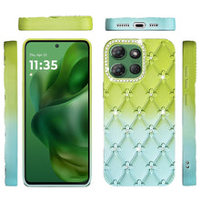 For Moto G Power 2025 Case Bling Diamond Pattern Padded Cover + Tempered Glass
