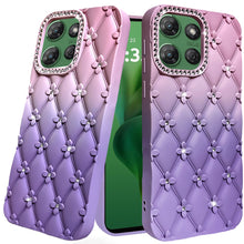 For Moto G Power 2025 Case Bling Diamond Pattern Padded Cover + Tempered Glass