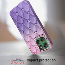 For Moto G Power 2025 Case Bling Diamond Pattern Padded Cover + Tempered Glass