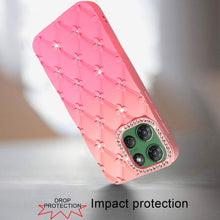 For Moto G Power 2025/26 Case Bling Diamond Pattern Padded Cover +Tempered Glass