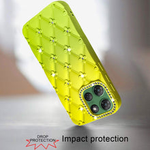 For Moto G Power 2025 Case Bling Diamond Pattern Padded Cover + Tempered Glass
