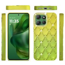 For Moto G Power 2025 Case Bling Diamond Pattern Padded Cover + Tempered Glass