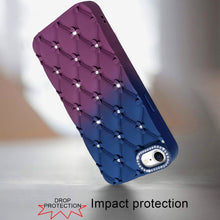 For iPhone 16e Case Bling Diamond Pattern Padded Phone Cover + Tempered Glass