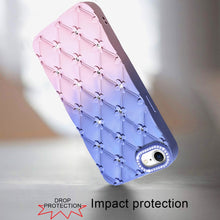 For iPhone 16e Case Bling Diamond Pattern Padded Phone Cover + Tempered Glass
