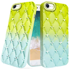 For iPhone 16e Case Bling Diamond Pattern Padded Phone Cover + Tempered Glass