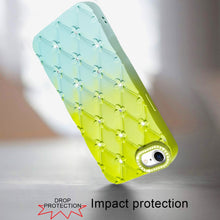 For iPhone 16e Case Bling Diamond Pattern Padded Phone Cover + Tempered Glass