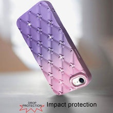 For iPhone 16e Case Bling Diamond Pattern Padded Phone Cover + Tempered Glass