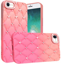 For iPhone 16e Case Bling Diamond Pattern Padded Phone Cover + Tempered Glass