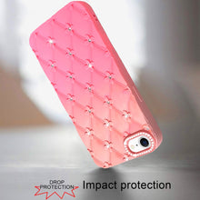 For iPhone 16e Case Bling Diamond Pattern Padded Phone Cover + Tempered Glass