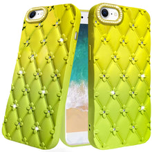 For iPhone 16e Case Bling Diamond Pattern Padded Phone Cover + Tempered Glass