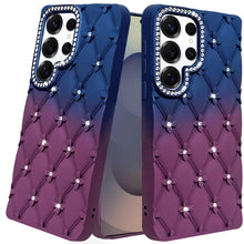 For Samsung S25 Ultra Case Bling Diamond Quilted Pattern Cover + Tempered Glass