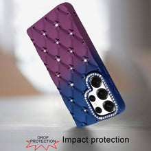 For Samsung S25 Ultra Case Bling Diamond Quilted Pattern Cover + Tempered Glass
