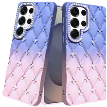 For Samsung S25 Ultra Case Bling Diamond Quilted Pattern Cover + Tempered Glass