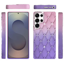 For Samsung S25 Ultra Case Bling Diamond Quilted Pattern Cover + Tempered Glass