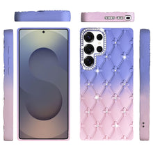 For Samsung S26 Ultra Case Bling Diamond Pattern Padded Cover + Tempered Glass
