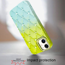 For iPhone 12/12 Pro Case Bling Diamond Pattern Padded Cover + Tempered Glass