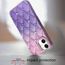 For iPhone 12/12 Pro Case Bling Diamond Pattern Padded Cover + Tempered Glass