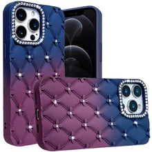 For iPhone 12 Pro Max Case Bling Diamond Pattern Padded Cover + Tempered Glass