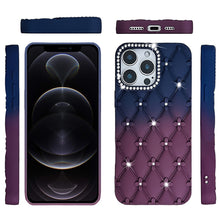 For iPhone 12 Pro Max Case Bling Diamond Pattern Padded Cover + Tempered Glass