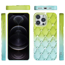 For iPhone 12 Pro Max Case Bling Diamond Pattern Padded Cover + Tempered Glass