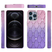 For iPhone 12 Pro Max Case Bling Diamond Pattern Padded Cover + Tempered Glass