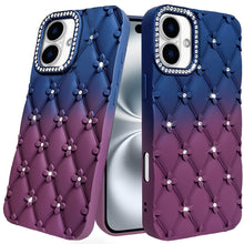 For iPhone 15 Case Bling Diamond Quilted Pattern Phone Cover + 2 Tempered Glass