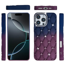 For iPhone 16 Pro 6.3in Case Bling Diamond Pattern Padded Cover + Tempered Glass