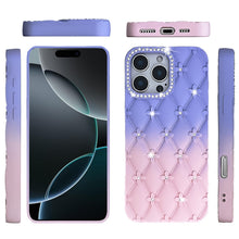 For iPhone 16 Pro 6.3in Case Bling Diamond Pattern Padded Cover + Tempered Glass